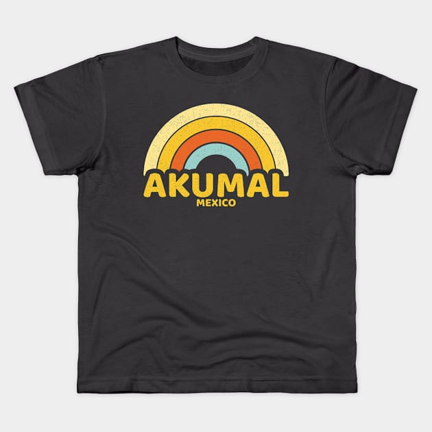 Retro Akumal Mexico Kids T-Shirt by dk08